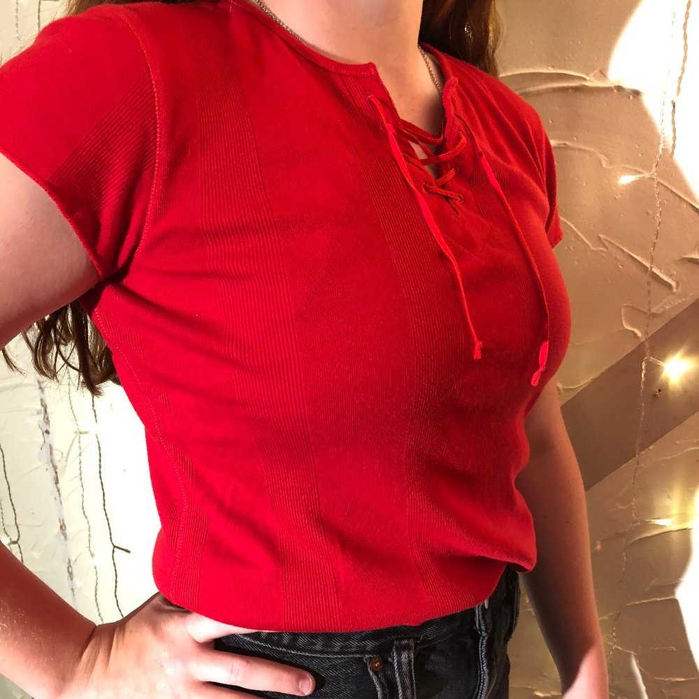 Red Criss Cross Front Top